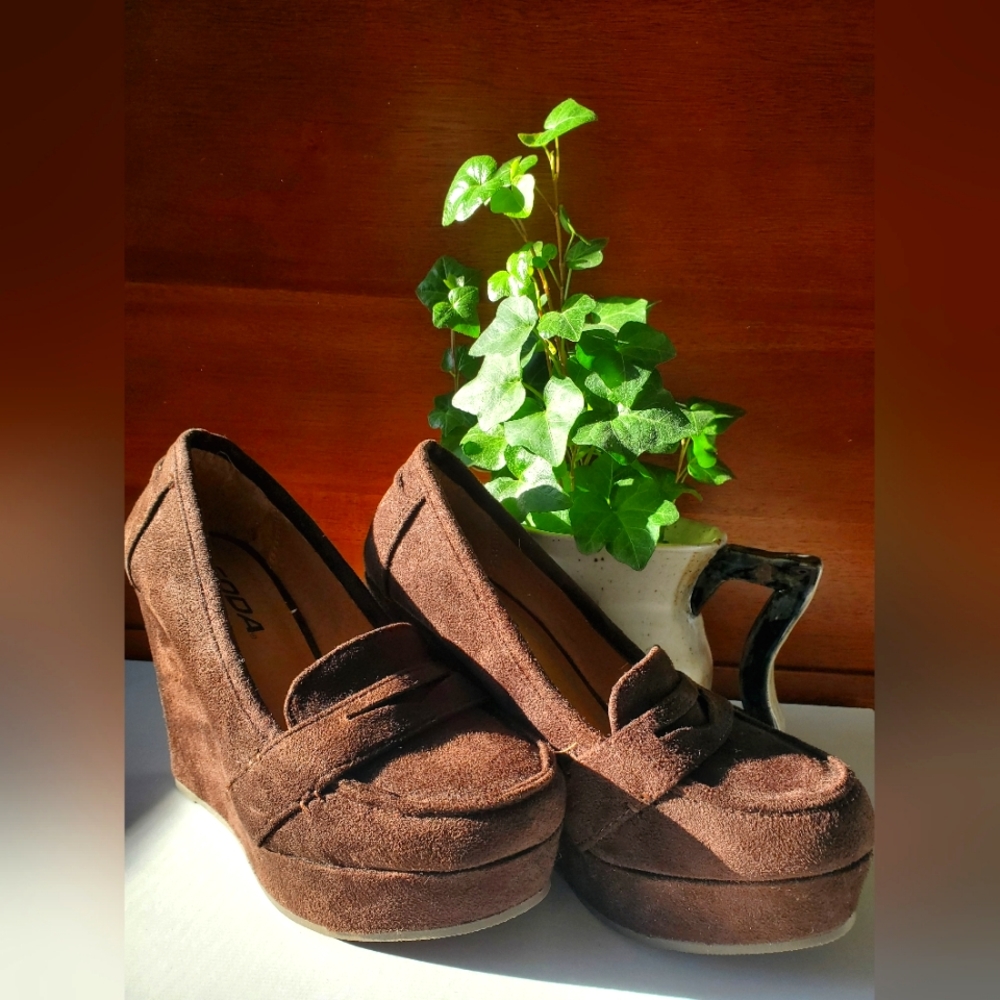 Soda - Patio-S Faux Suede Slip-On Loafer Wedge He… - image 6